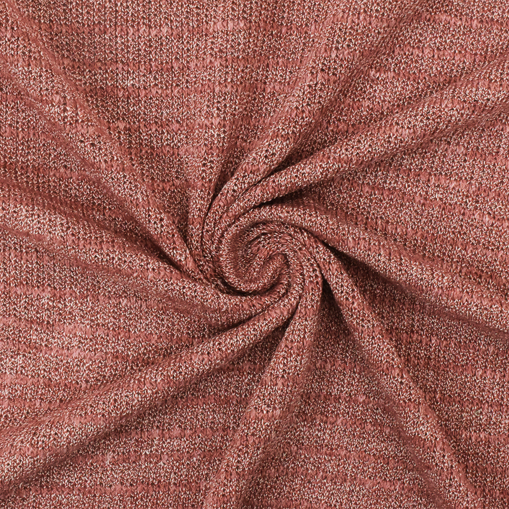 1 Yard Rose Pink & White Slub Texture Stretch Poly Jersey Knit Fabric for Activewear, 56" Wide
