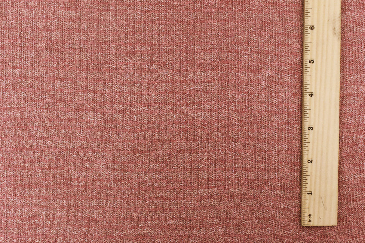 1 Yard Rose Pink & White Slub Texture Stretch Poly Jersey Knit Fabric for Activewear, 56" Wide