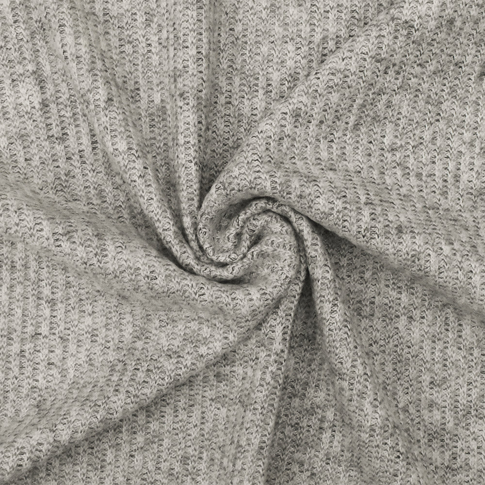 1 Yard Moon Gray, White & Black Poly Rayon Rib Knit Soft Hand , 56" Width