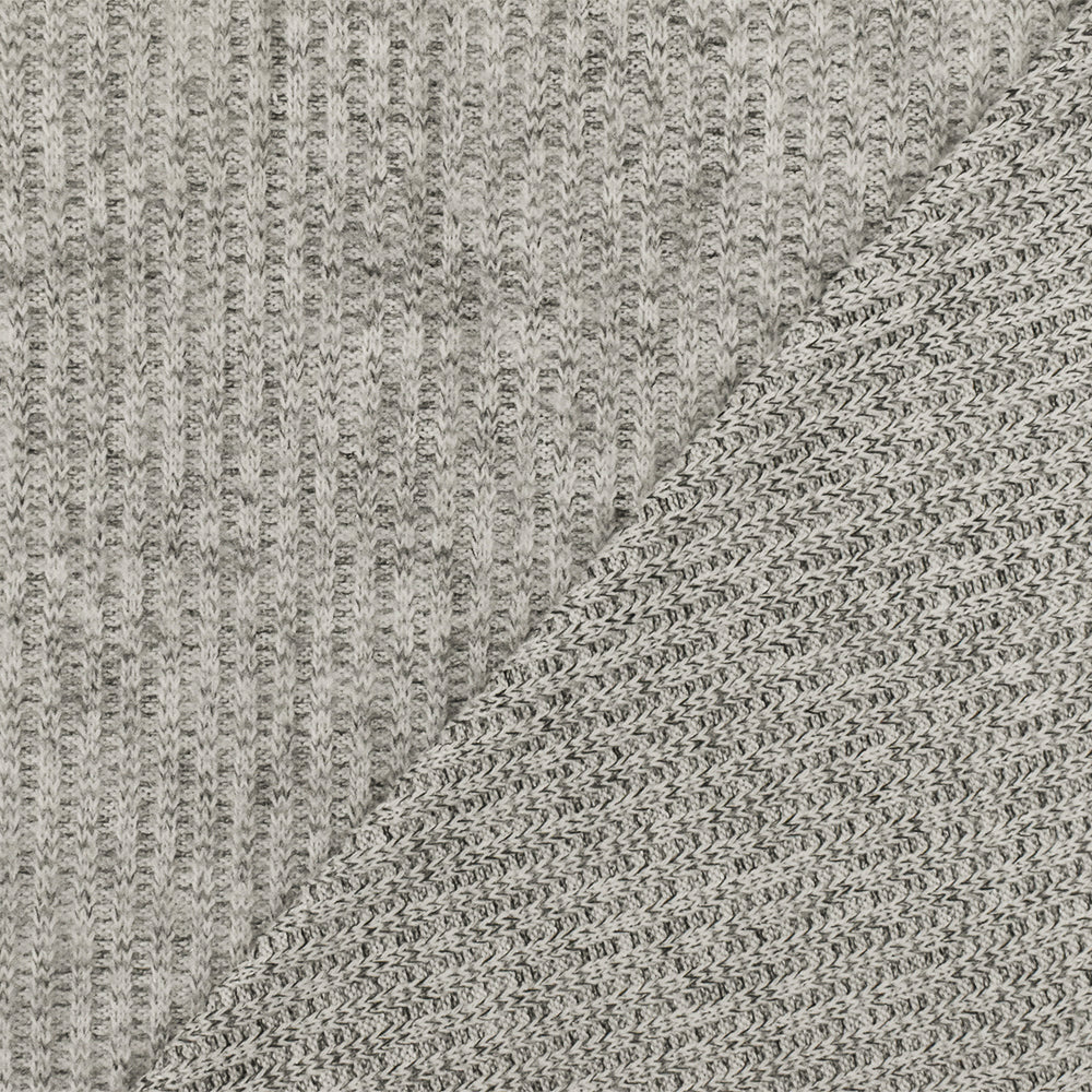 1 Yard Moon Gray, White & Black Poly Rayon Rib Knit Soft Hand , 56" Width