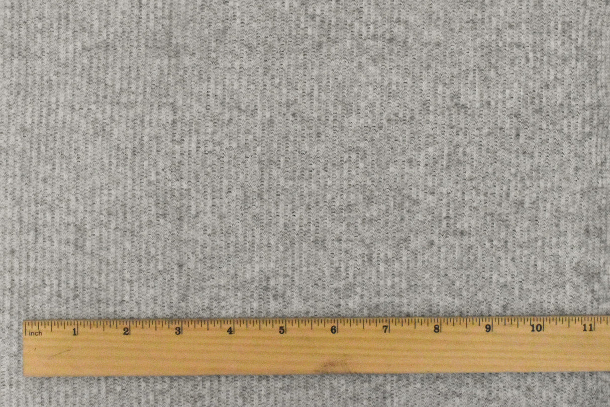1 Yard Moon Gray, White & Black Poly Rayon Rib Knit Soft Hand , 56" Width