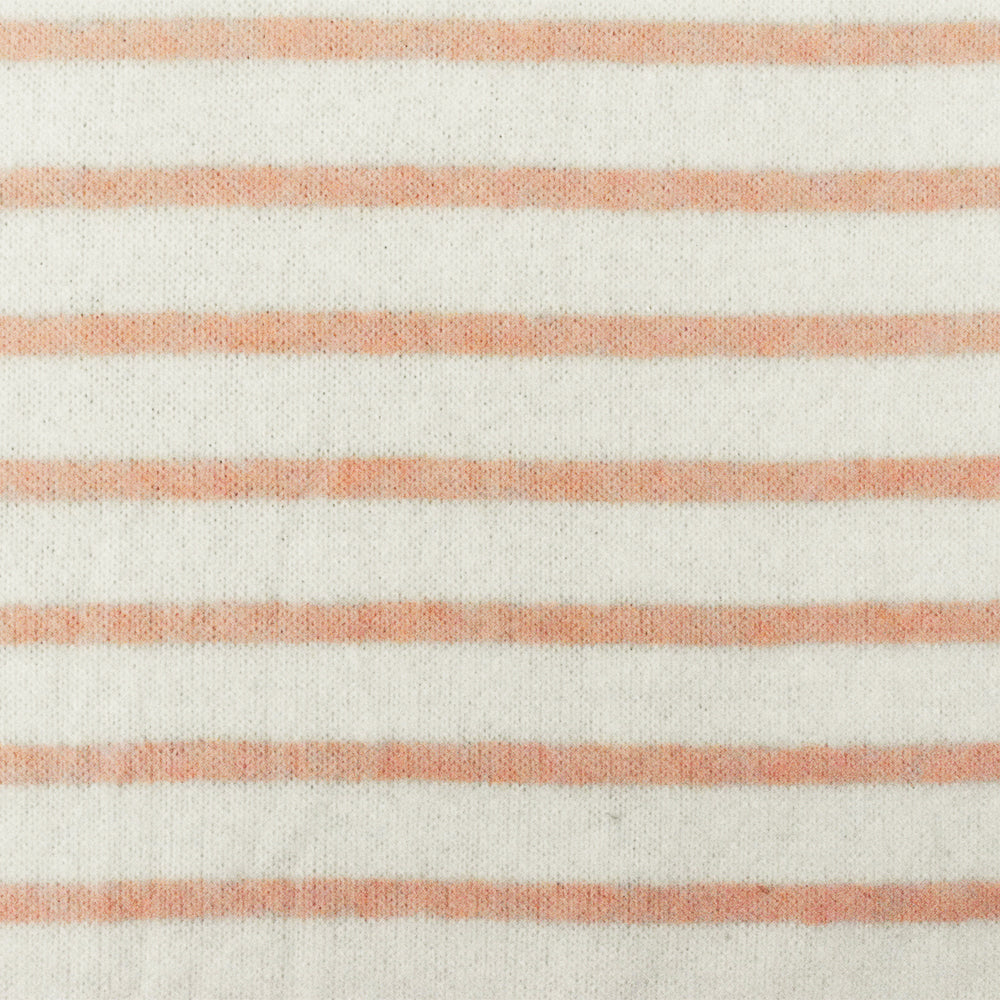 1 Yard Lovely Peach & White Striped Stretch Brushed Jersey Knit Fabric, 56" Wide