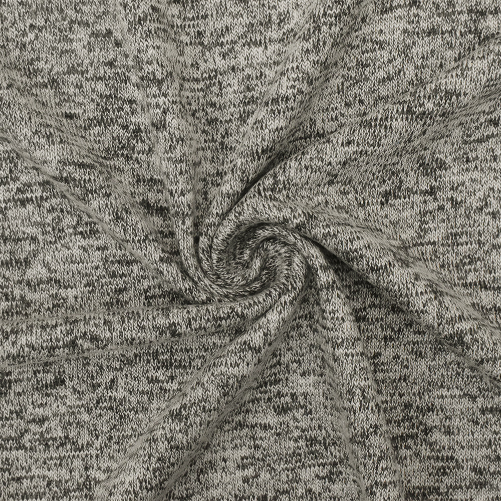 1 Yard Shadow Gray & White Textured Jersey Cotton Blend Knit Fabric, 58" Wide