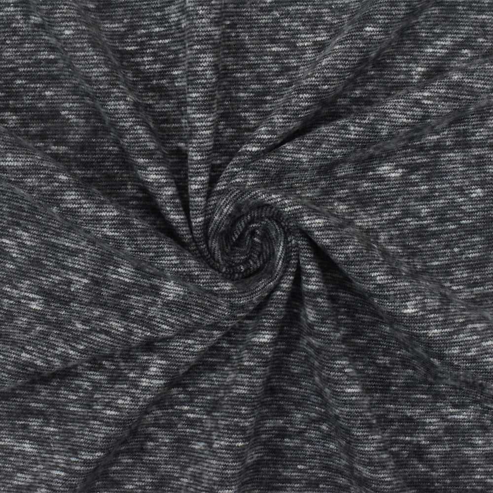1 Yard of Off Black & Gray Slub Knit Horizontal Stretch, Soft Hand, Lightweight Apparel Fabric 66" Width