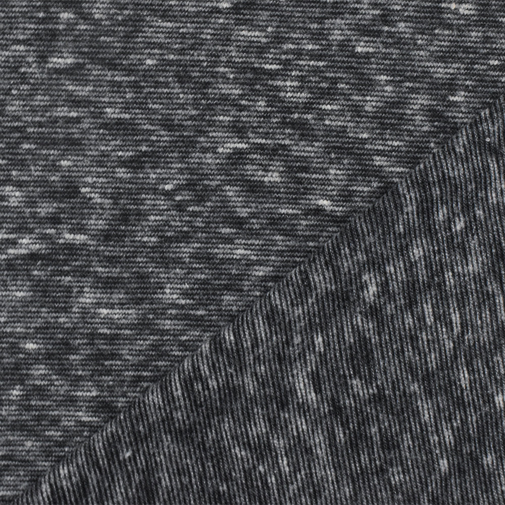 1 Yard of Off Black & Gray Slub Knit Horizontal Stretch, Soft Hand, Lightweight Apparel Fabric 66" Width