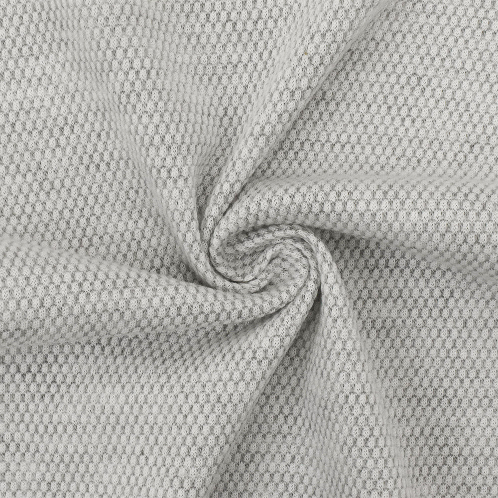1 Yard of Light Gray & White Honeycomb Knit Horizontal Stretch, Soft Texture 63" Width