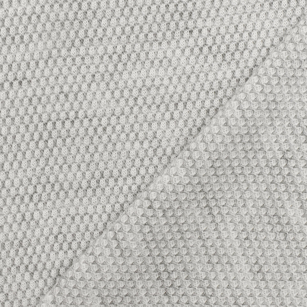 1 Yard of Light Gray & White Honeycomb Knit Horizontal Stretch, Soft Texture 63" Width