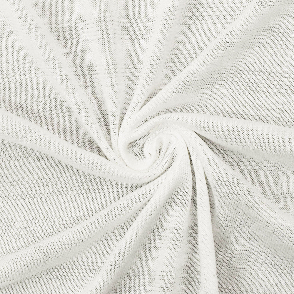 1 Yard of Misty Ivory Striped Knit Bias Stretch Polyester Jersey for Activewear, 53" Width