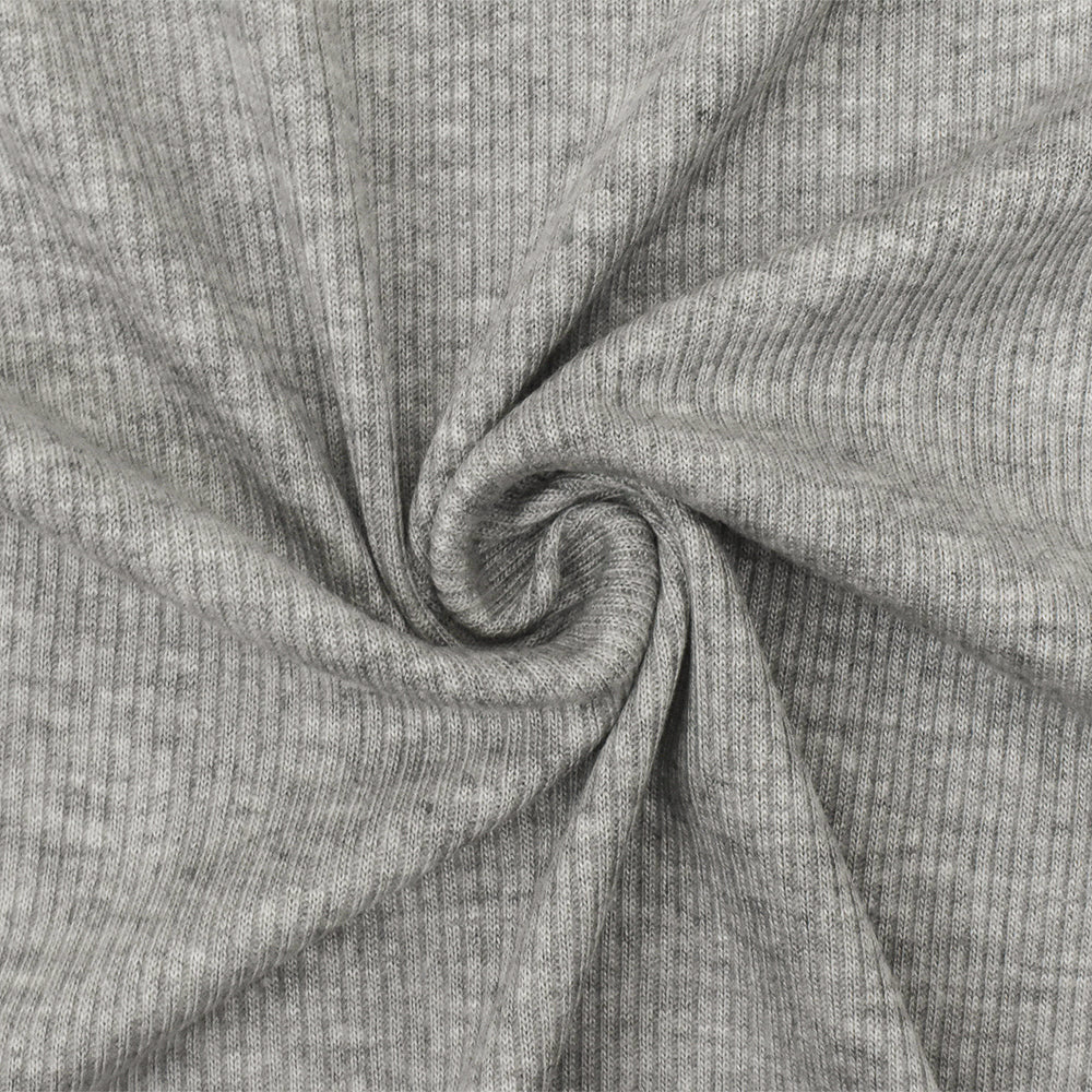 1 Yard Heather Cloud Gray Rib Knit Soft Rayon & Spandex Stretch Fabric for Apparel , 52" Wide