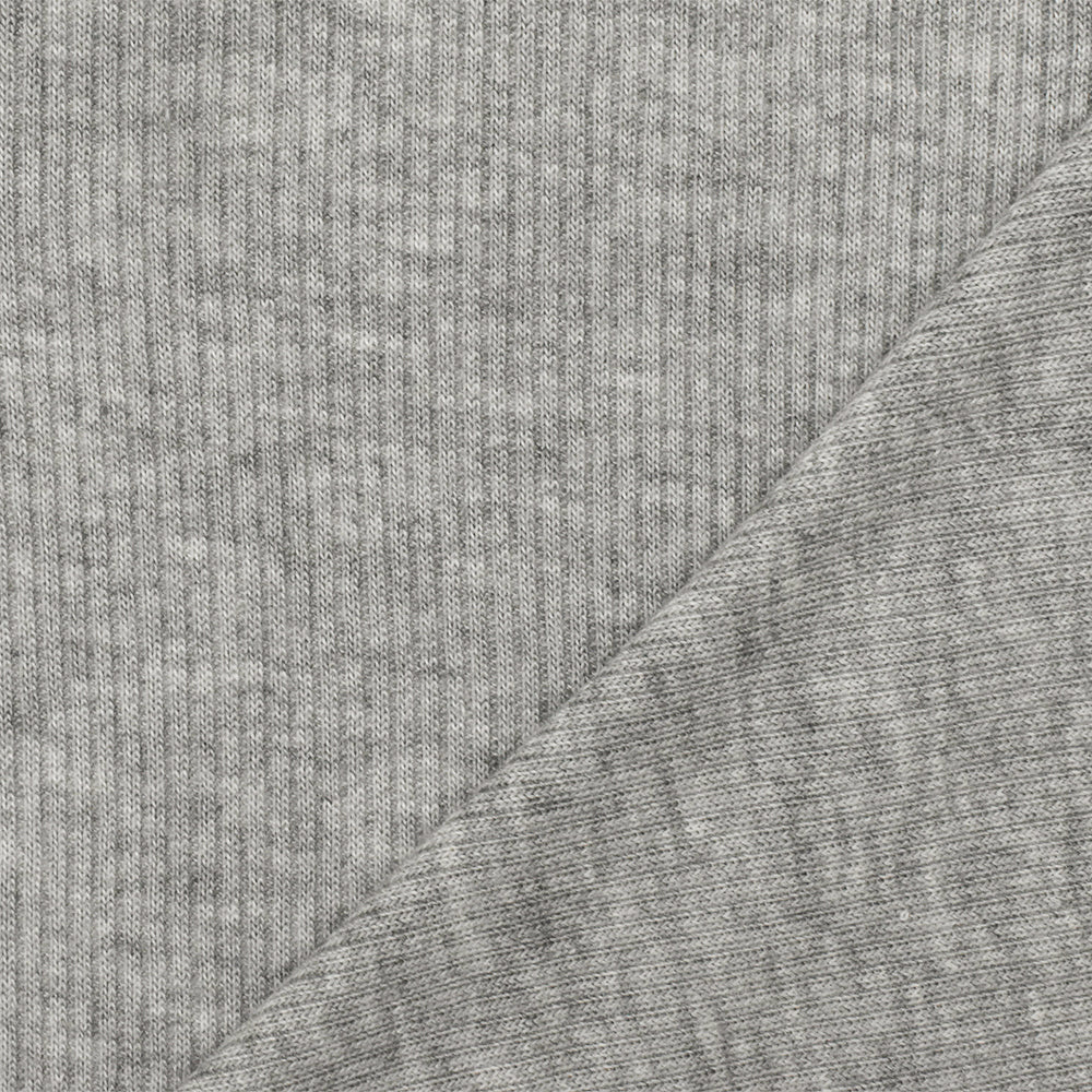 1 Yard Heather Cloud Gray Rib Knit Soft Rayon & Spandex Stretch Fabric for Apparel , 52" Wide