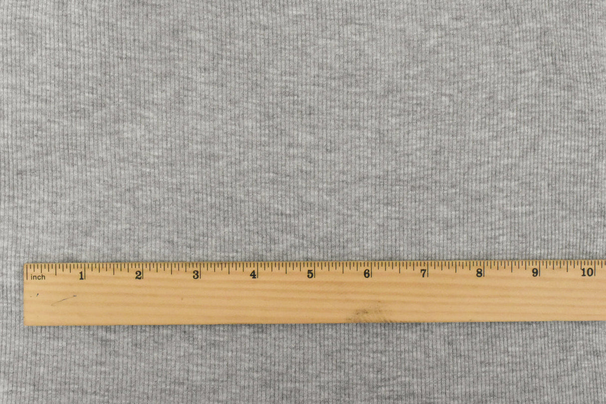 1 Yard Heather Cloud Gray Rib Knit Soft Rayon & Spandex Stretch Fabric for Apparel , 52" Wide