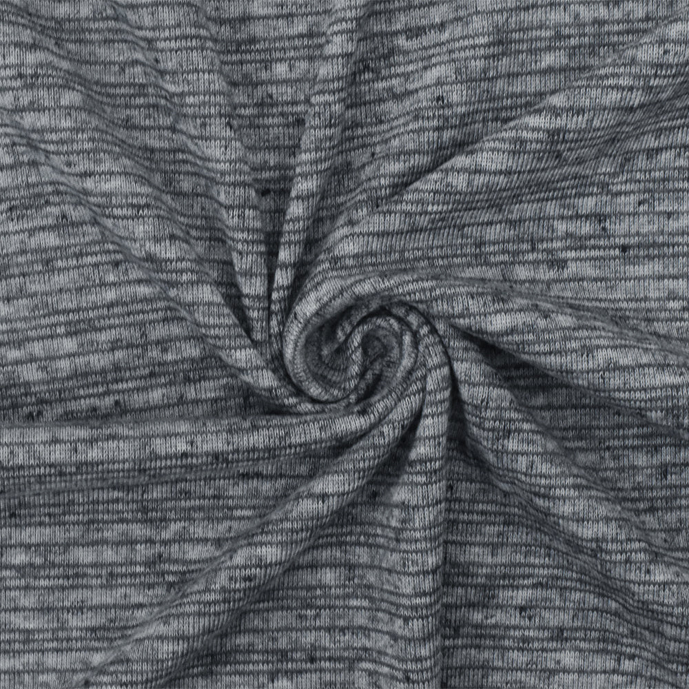 1 Yard Cold Gray White Black Texture Slub Striped Stretch Jersey Knit Fabric 60 Inches