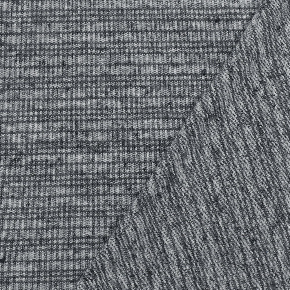 1 Yard Cold Gray White Black Texture Slub Striped Stretch Jersey Knit Fabric 60 Inches