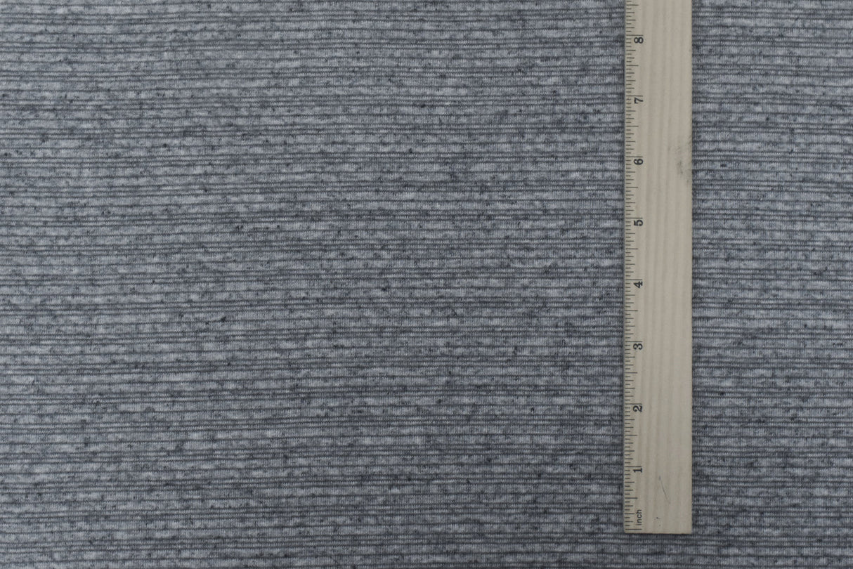 1 Yard Cold Gray White Black Texture Slub Striped Stretch Jersey Knit Fabric 60 Inches