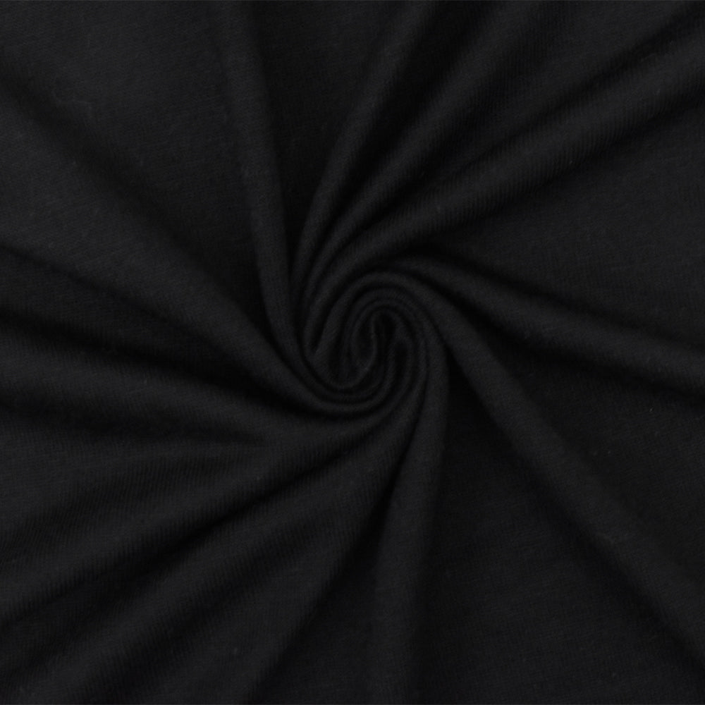 ১ গজ মিডনাইট ব্ল্যাক স্ট্রেচ রেয়ন জার্সি নিট ফ্যাব্রিক ড্রেস ব্লাউজ এবং অ্যাক্টিভওয়্যারের জন্য ৬০ ইঞ্চি প্রস্থ