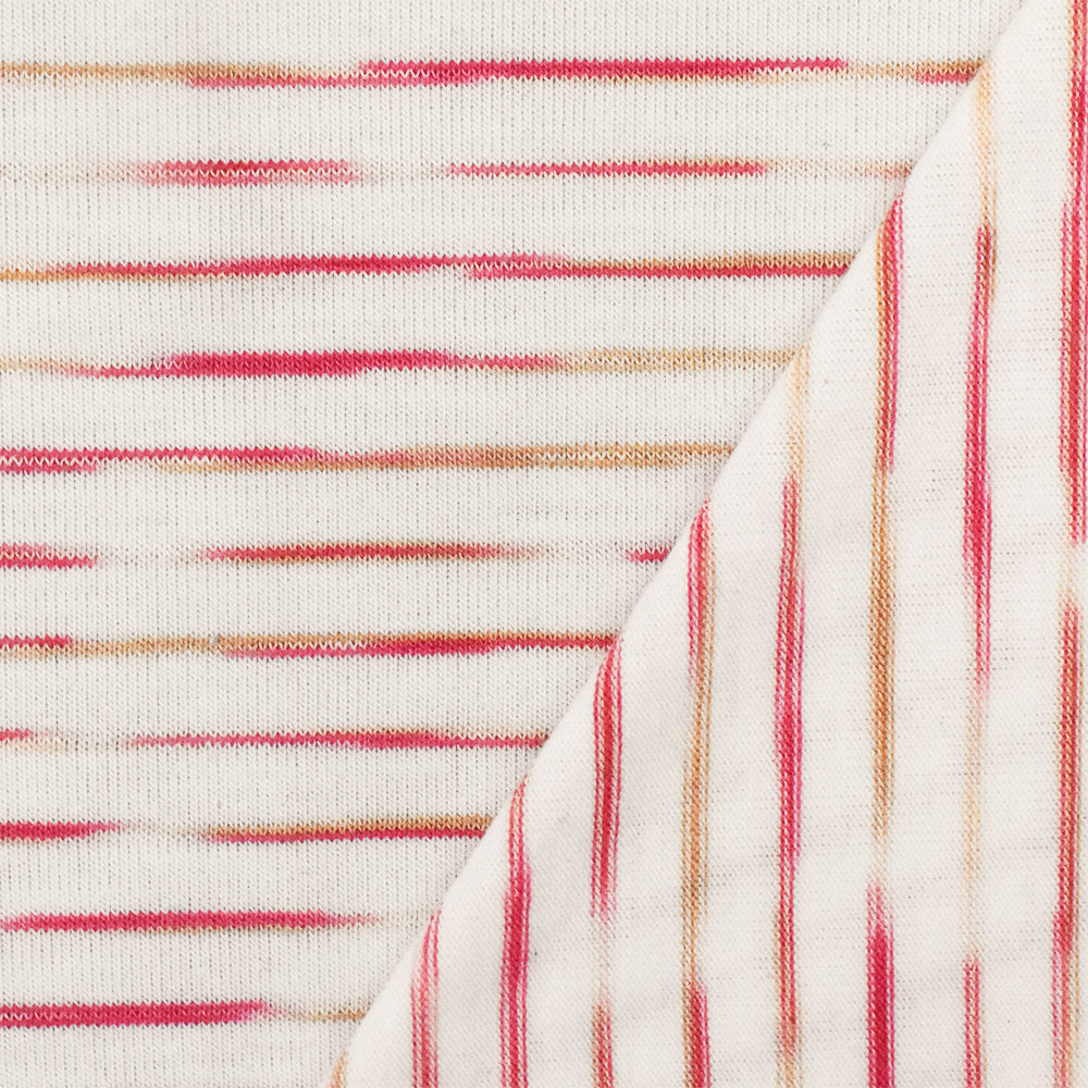 1 Yard Doll Pink White Beige Stripe Stretch Rayon Jersey Knit Fabric 58 Inches