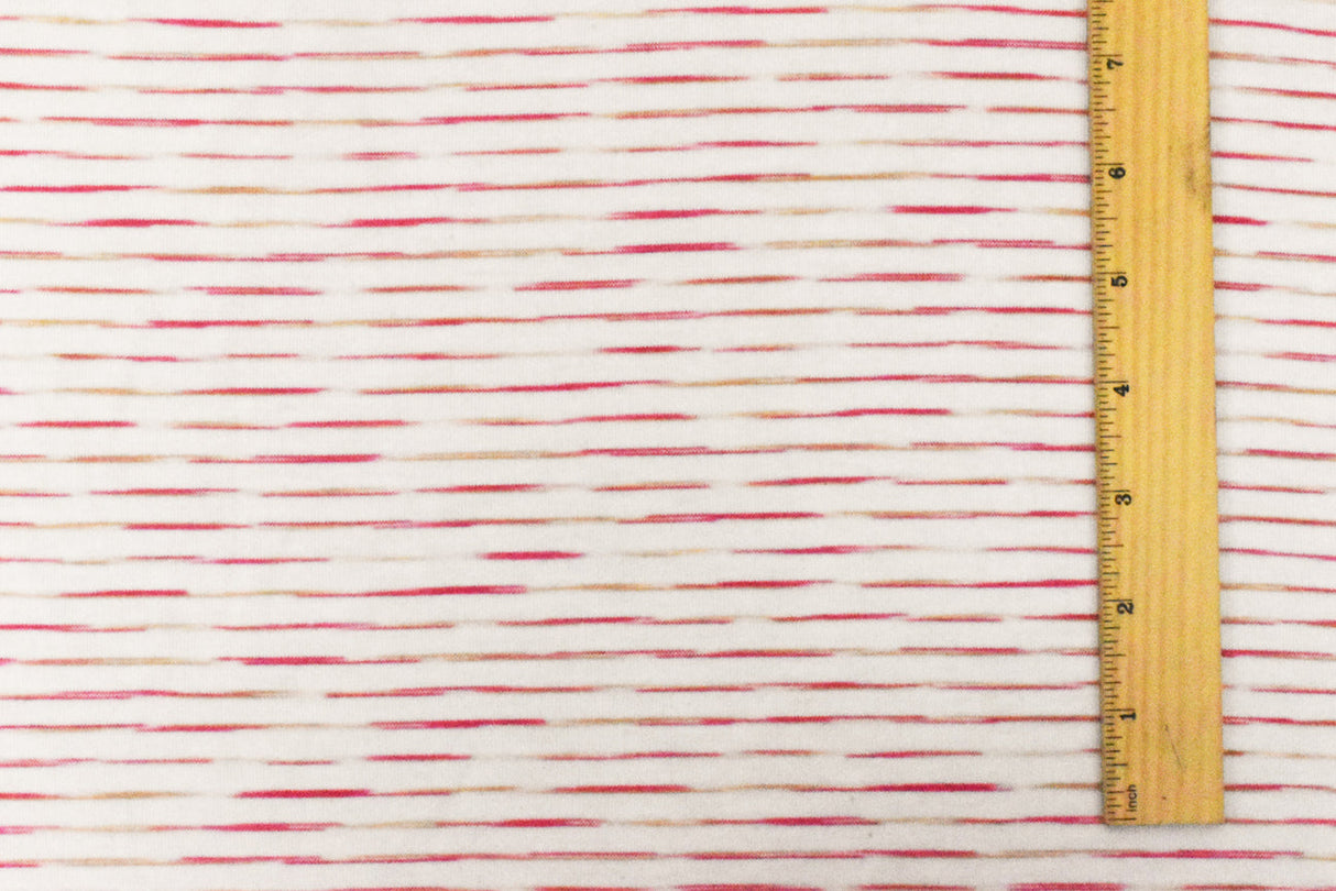 1 Yard Doll Pink White Beige Stripe Stretch Rayon Jersey Knit Fabric 58 Inches