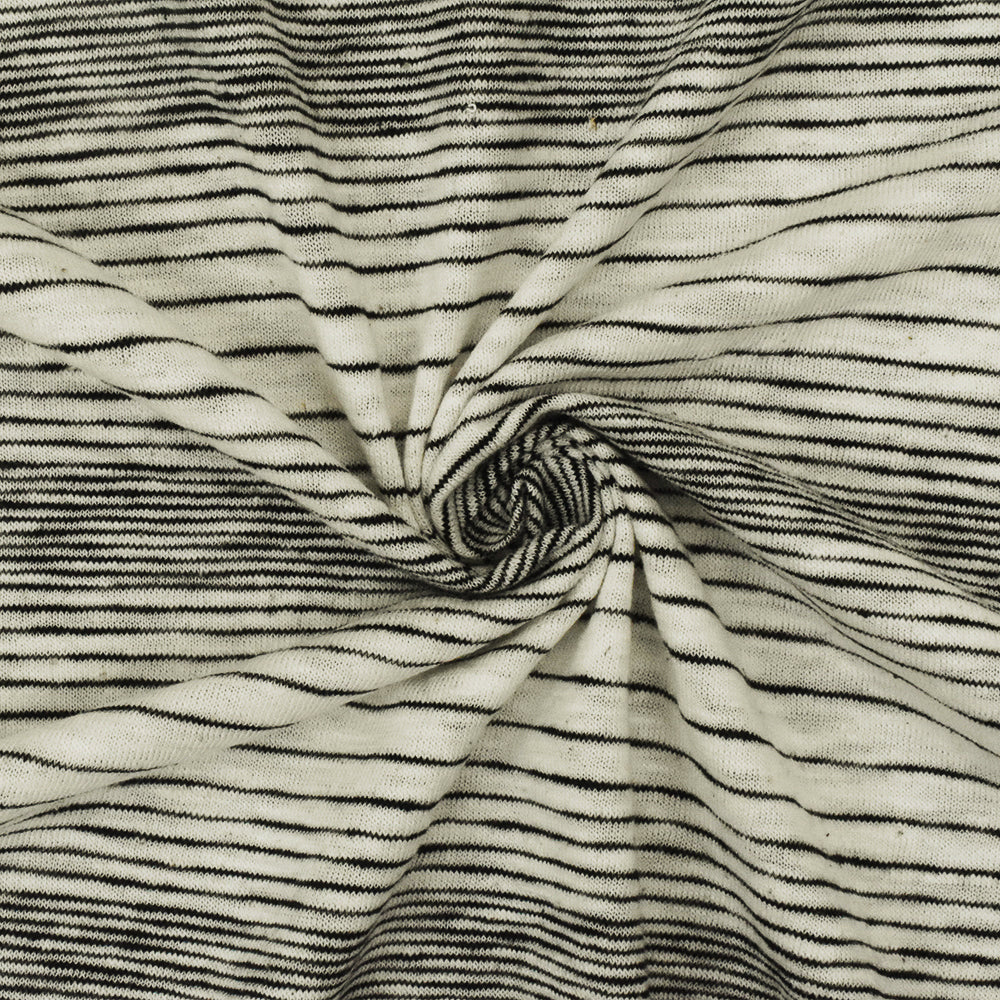 1 Yard Antique Black Ivory Stripe Cotton Stretch Jersey Knit Fabric 60 Inches