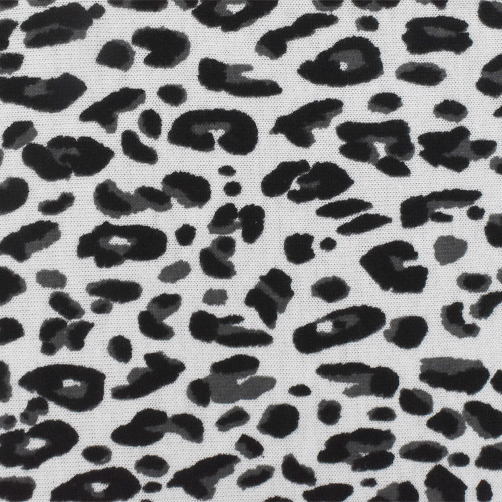 1 Yard Simple Black White Gray Cheetah Print Stretch Poly Jersey Knit Fabric 60 Inches