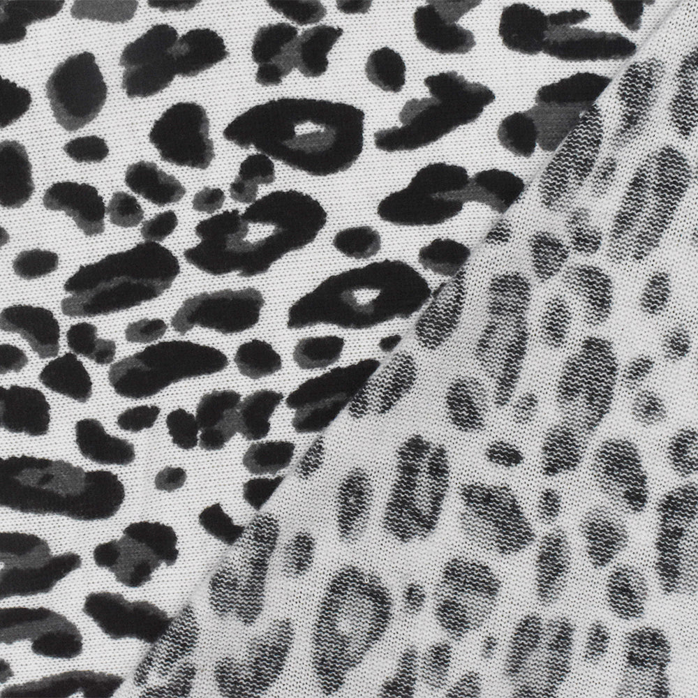 1 Yard Simple Black White Gray Cheetah Print Stretch Poly Jersey Knit Fabric 60 Inches