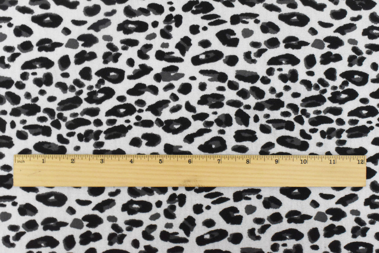 1 Yard Simple Black White Gray Cheetah Print Stretch Poly Jersey Knit Fabric 60 Inches