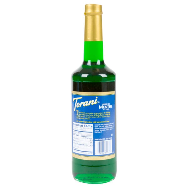 Torani Creme de Menthe Flavoring Syrup 750 mL Glass Bottle