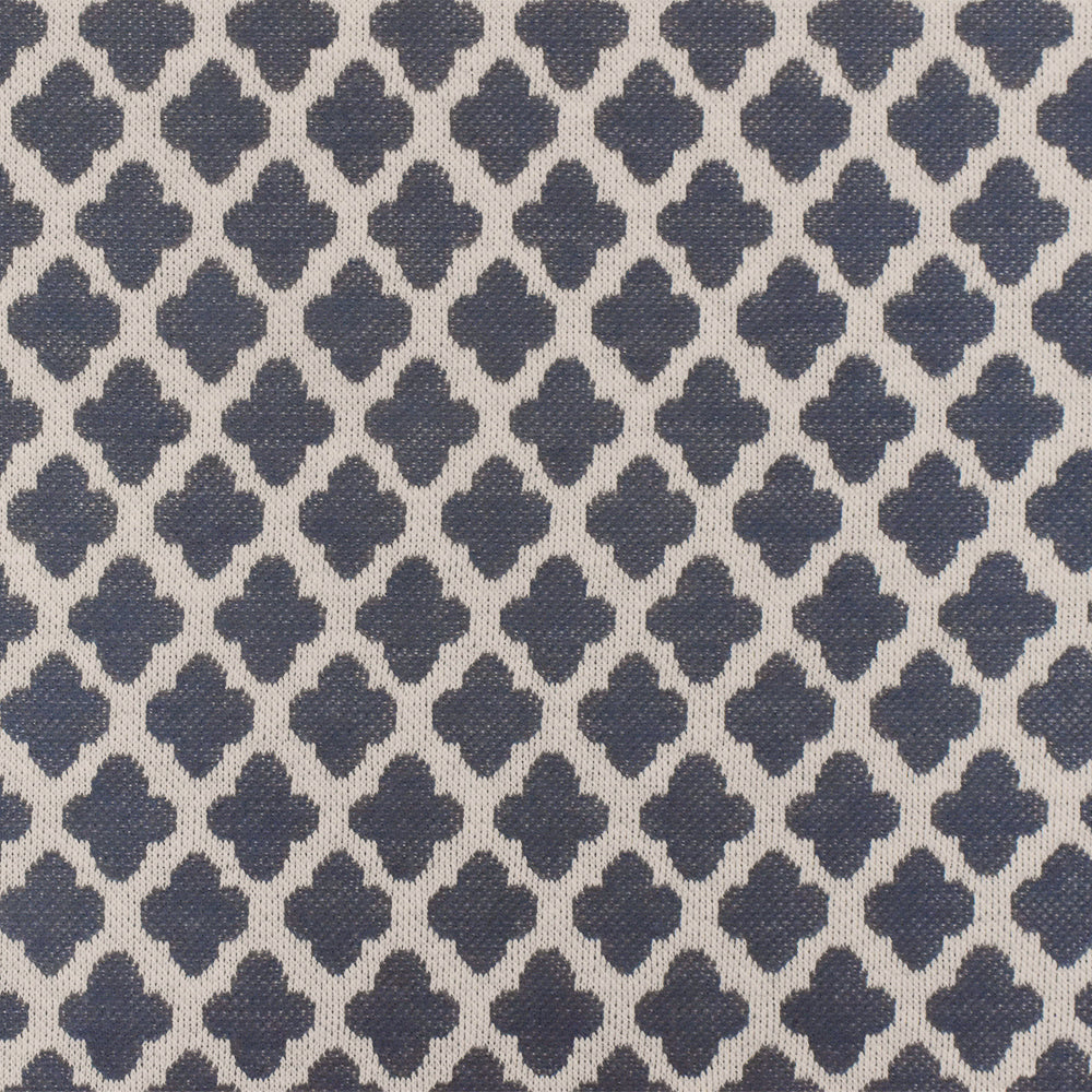 1 Yard Dusty Blue Taupe Quatrefoil Poly Cotton Double Knit Fabric Soft Stretch 58 Inches Wide