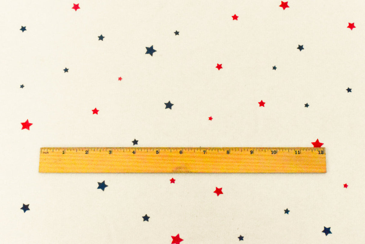 1 Yard Vintage Ivory Star Print Cotton French Terry Knit Fabric Soft Stretch 58 Inches Wide