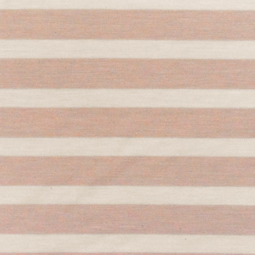 ব্লাউজ এবং পোশাকের জন্য ১ গজ বেবি পিঙ্ক আইভরি স্ট্রাইপ স্প্যানডেক্স রেয়ন মডেল জার্সি নিট ফ্যাব্রিক ৫৮ ইঞ্চি প্রস্থ