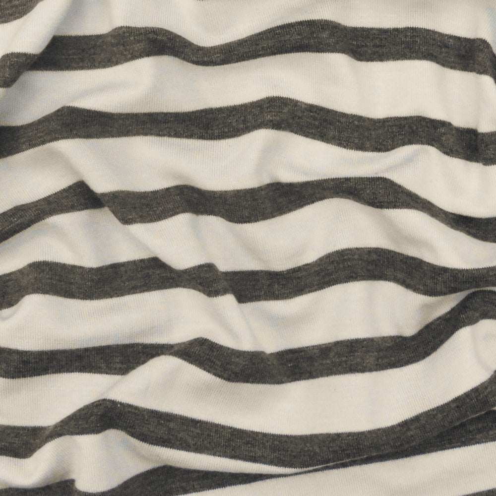 1 Yard Charcoal Gray Ivory Stripe Spandex Rayon Modal Jersey Knit Fabric For Dresses And Blouses 58 Inches Width