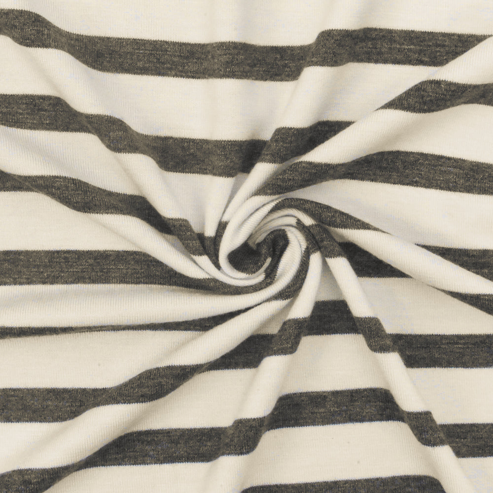 1 Yard Charcoal Gray Ivory Stripe Spandex Rayon Modal Jersey Knit Fabric For Dresses And Blouses 58 Inches Width