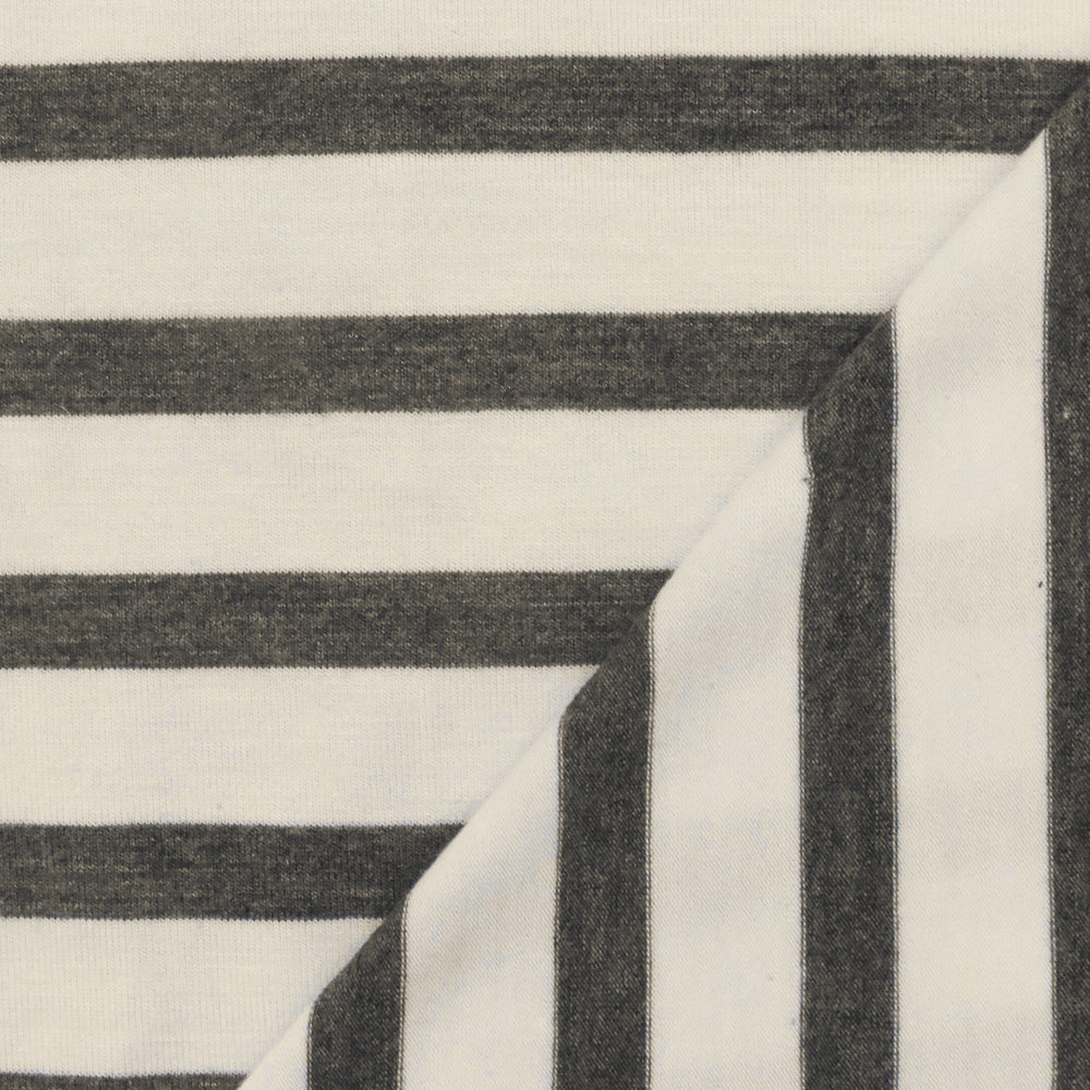 1 Yard Charcoal Gray Ivory Stripe Spandex Rayon Modal Jersey Knit Fabric For Dresses And Blouses 58 Inches Width