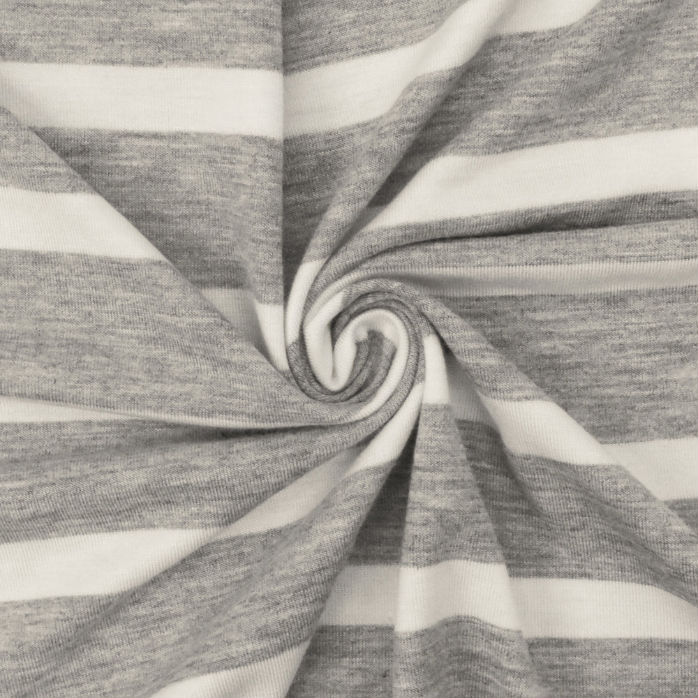 ১ গজ হিদার গ্রে আইভরি স্ট্রাইপ স্প্যানডেক্স রেয়ন মডেল জার্সি নিট ফ্যাব্রিক ব্লাউজ এবং ড্রেসের জন্য ৫৯ ইঞ্চি প্রস্থ