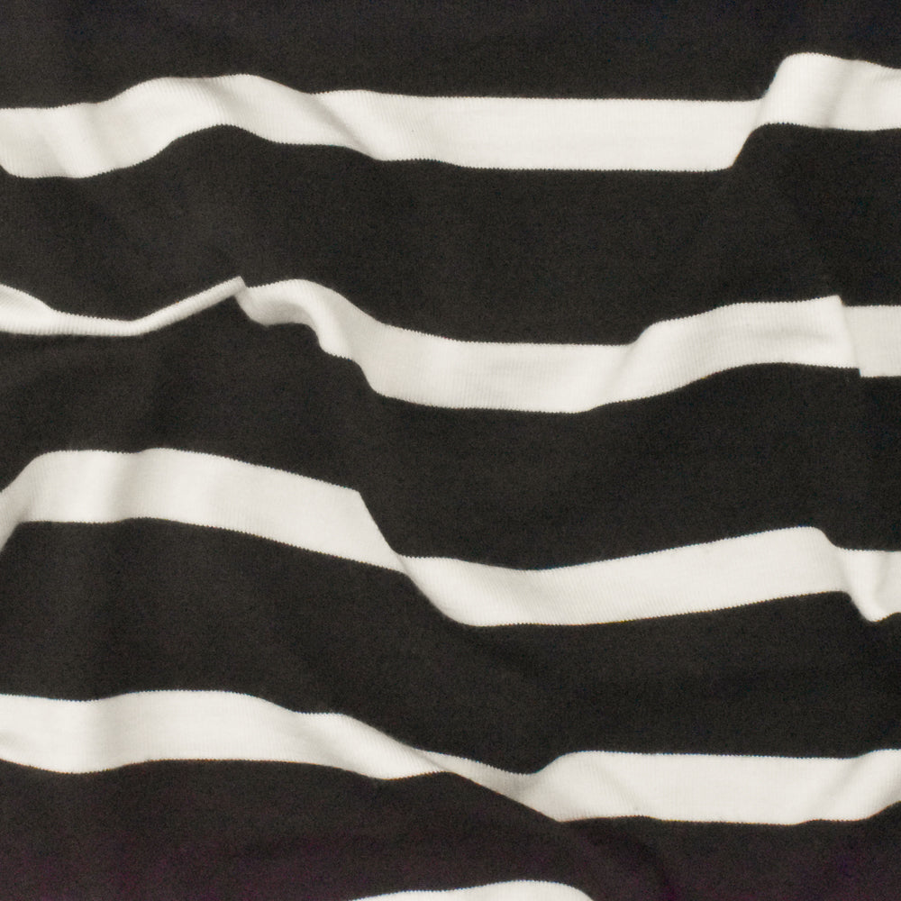 1 Yard Black Ivory Stripe Spandex Rayon Modal Jersey Knit Fabric For Blouses And Dresses 59 Inches Width