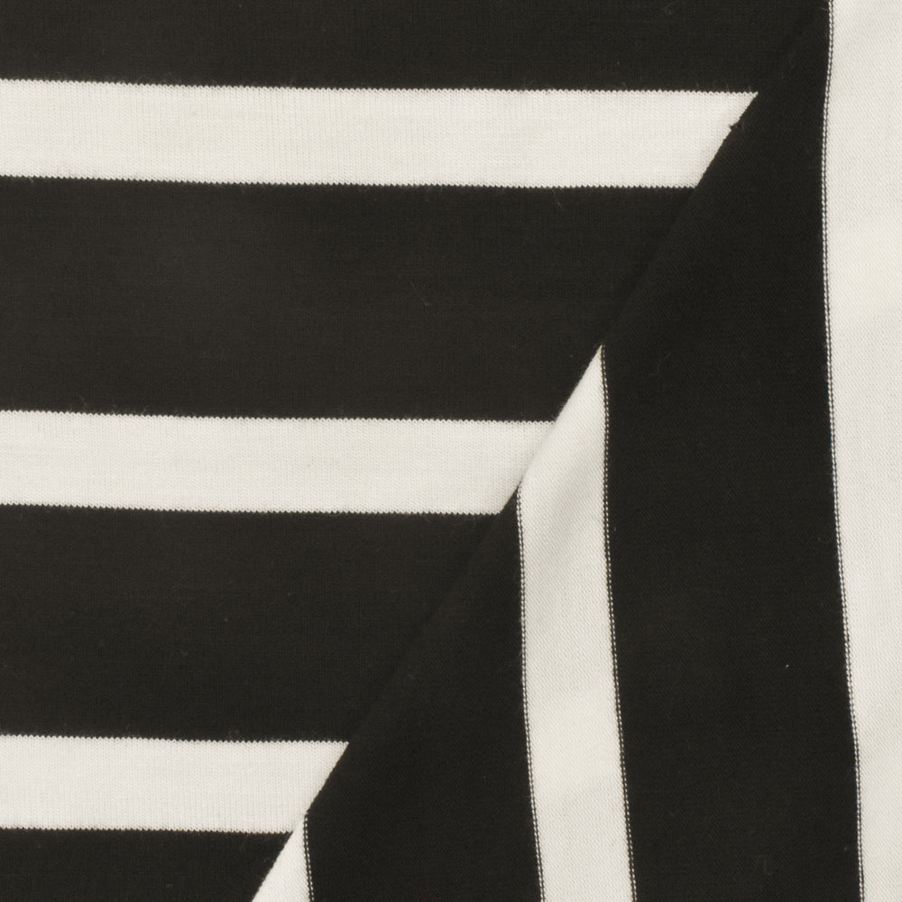 1 Yard Black Ivory Stripe Spandex Rayon Modal Jersey Knit Fabric For Blouses And Dresses 59 Inches Width