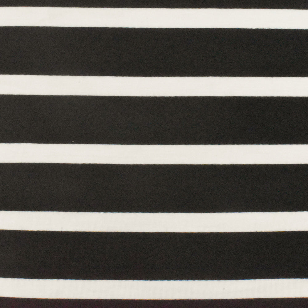 1 Yard Black Ivory Stripe Spandex Rayon Modal Jersey Knit Fabric For Blouses And Dresses 59 Inches Width