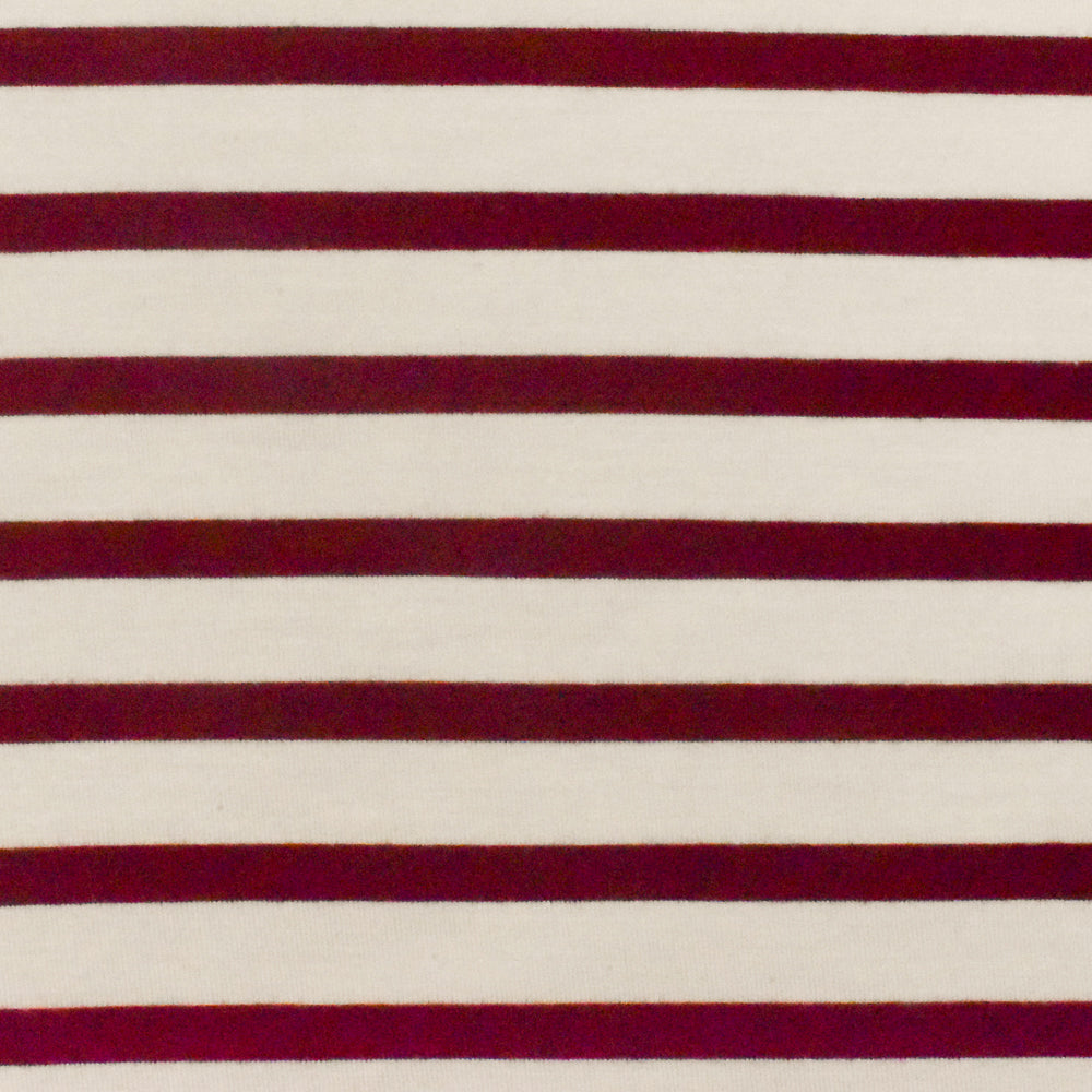 1 Yard Wine Red Ivory Stripe Spandex Rayon Modal Jersey Knit Fabric For Dresses And Blouses 58 Inches Width