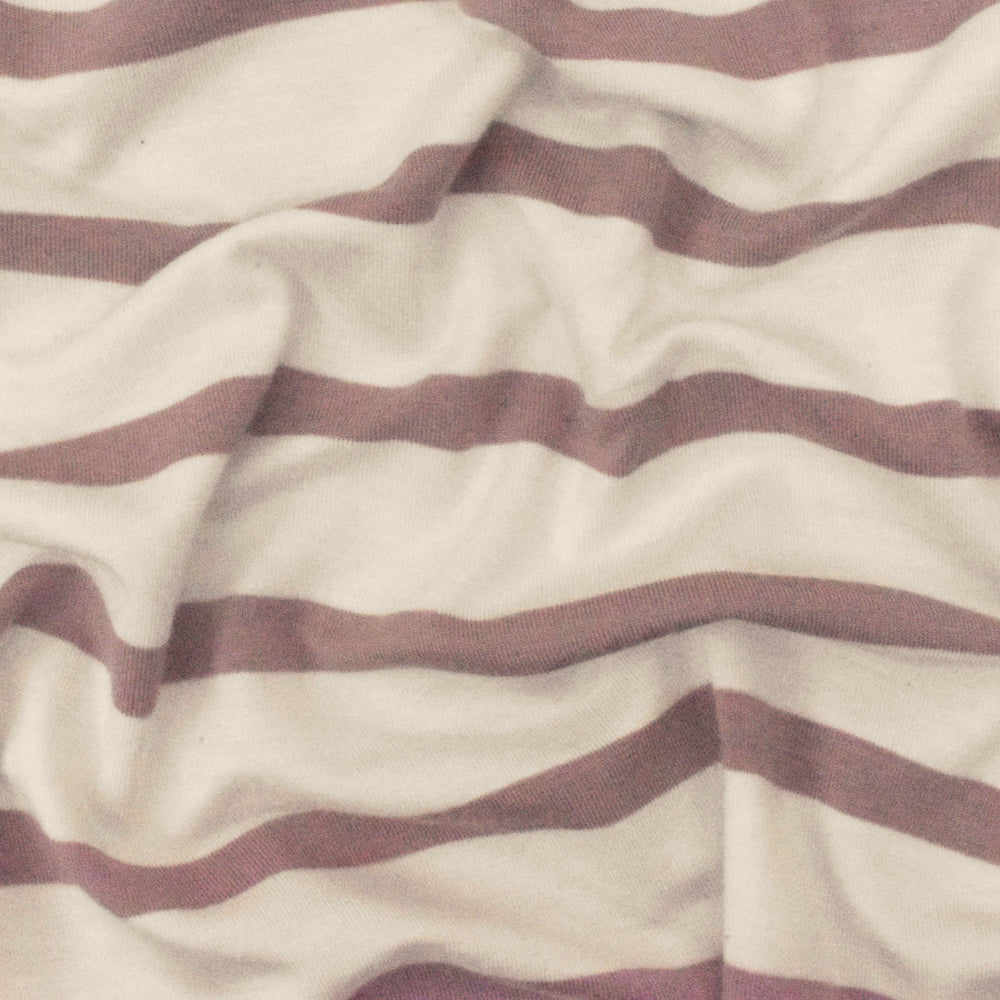 1 Yard Dusty Pink Ivory Stripe Spandex Rayon Modal Jersey Knit Fabric For Blouses And Dresses 58 Inches Width