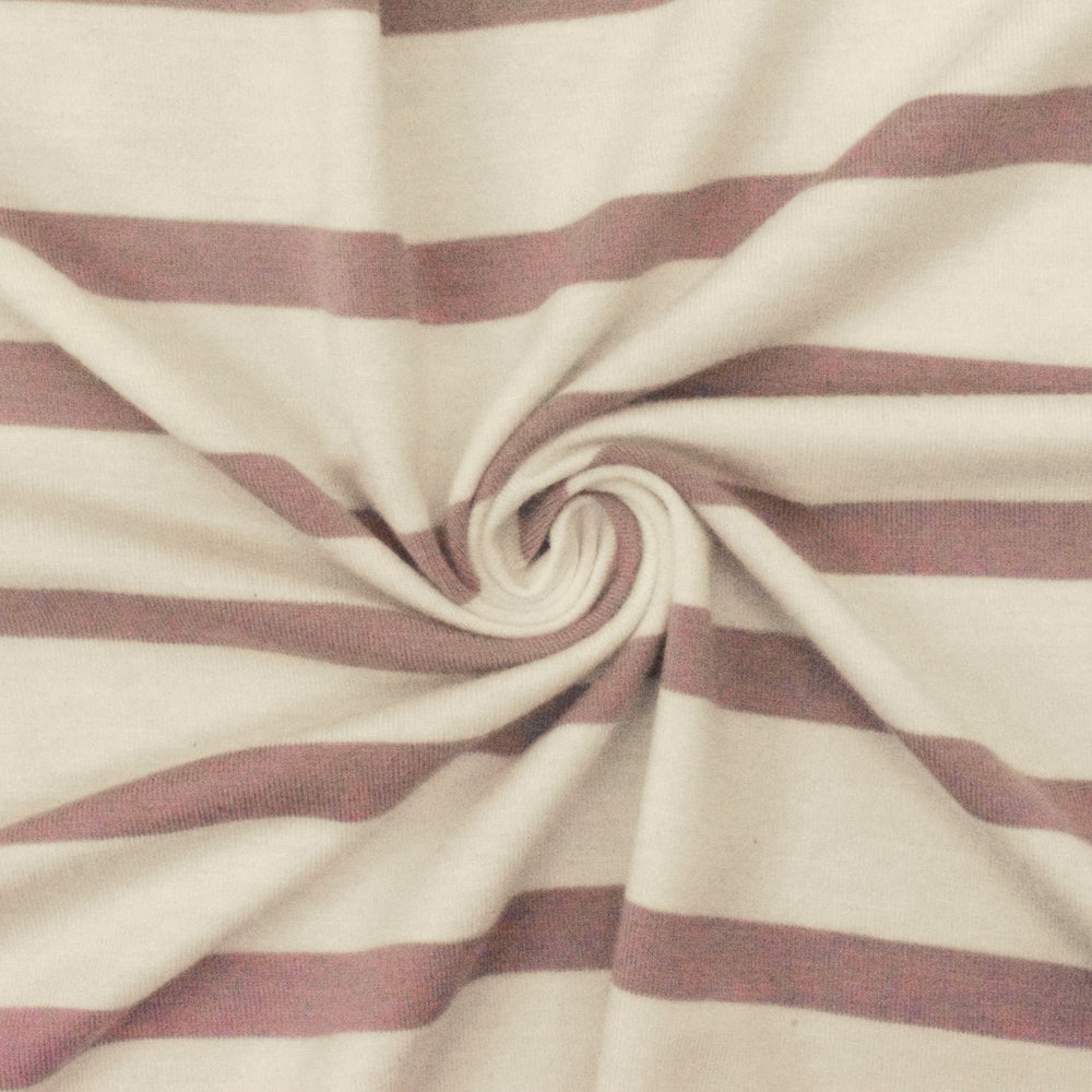 1 Yard Dusty Pink Ivory Stripe Spandex Rayon Modal Jersey Knit Fabric For Blouses And Dresses 58 Inches Width