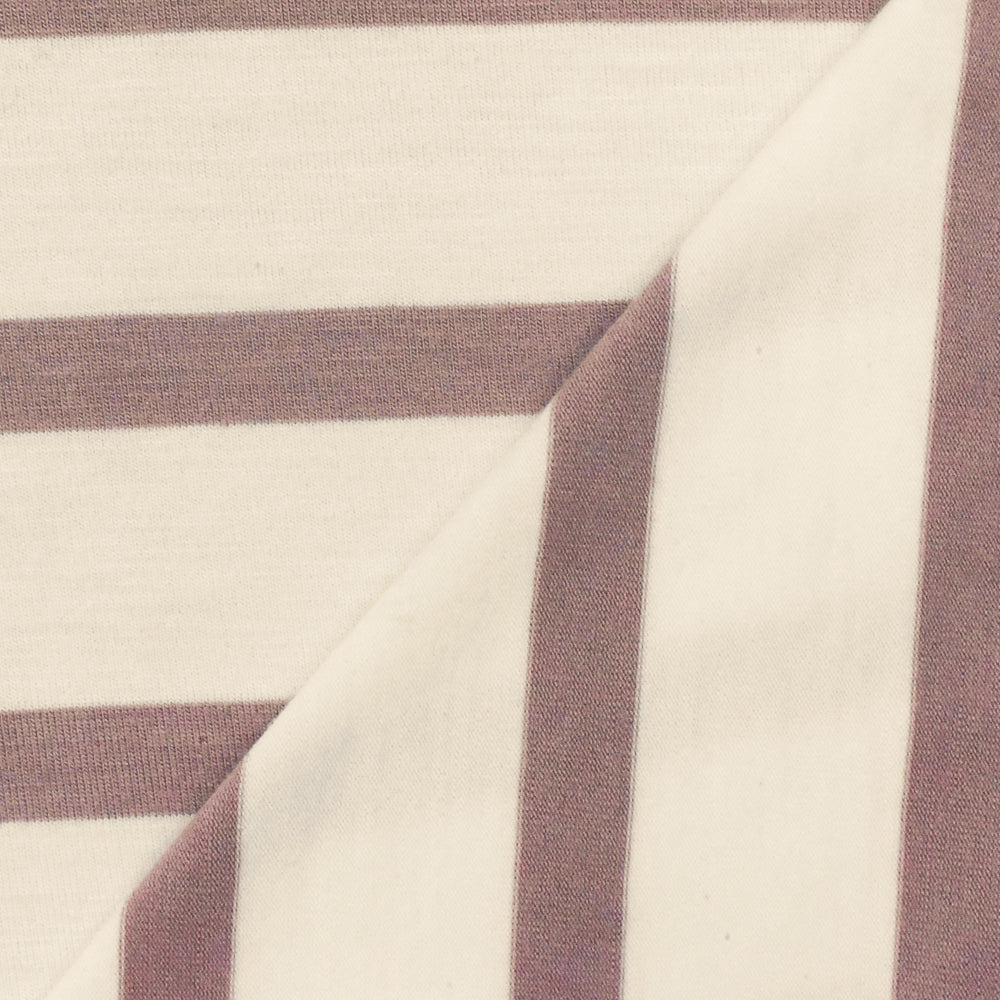 1 Yard Dusty Pink Ivory Stripe Spandex Rayon Modal Jersey Knit Fabric For Blouses And Dresses 58 Inches Width