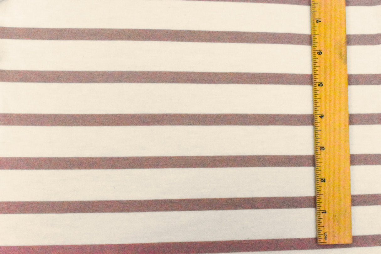 1 Yard Dusty Pink Ivory Stripe Spandex Rayon Modal Jersey Knit Fabric For Blouses And Dresses 58 Inches Width