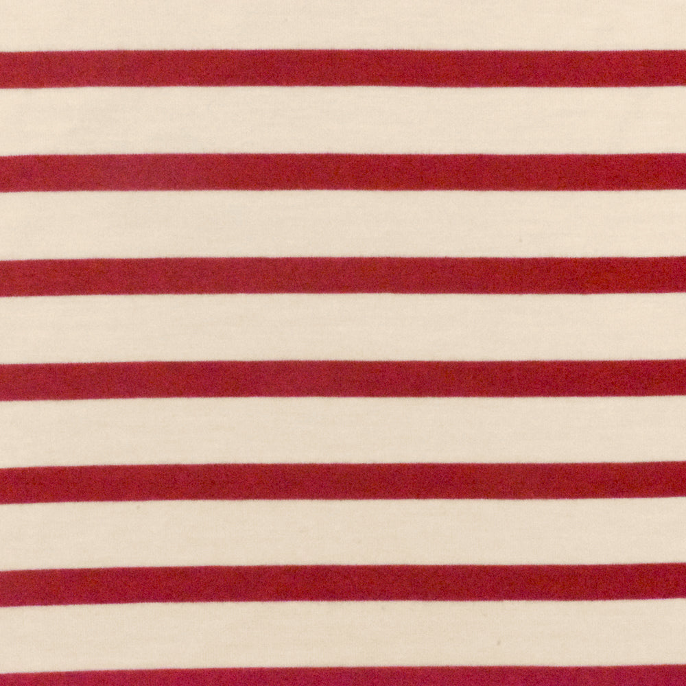 1 Yard Super Red Ivory Stripe Spandex Rayon Modal Jersey Knit Fabric For Activewear And Blouses 58 Inches Width