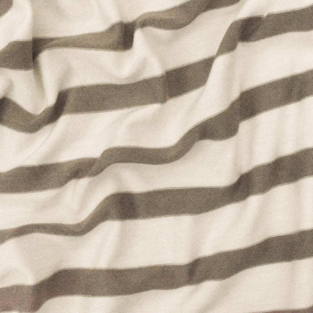 1 Yard Soft Taupe Brown Ivory Stripe Spandex Rayon Modal Jersey Knit Fabric For Blouses And Dresses 59 Inches Width