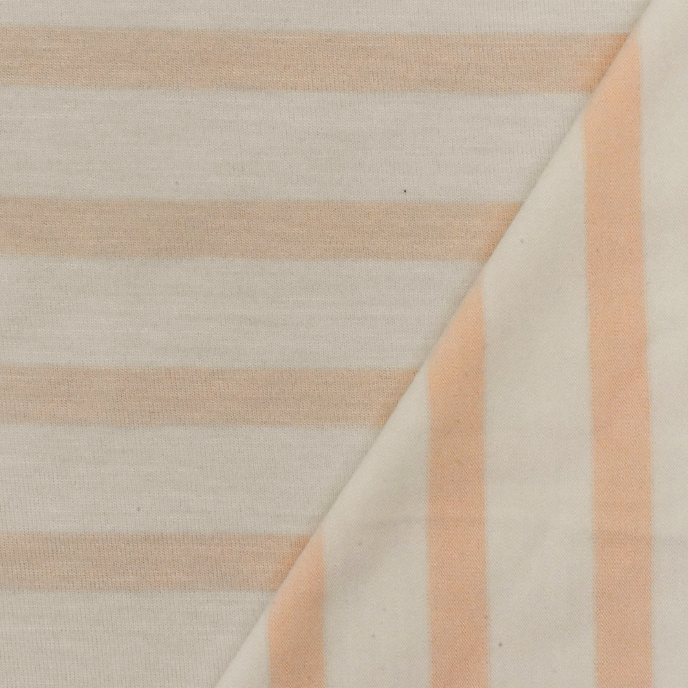 1 Yard Bright Peach Orange Ivory Stripe Spandex Rayon Modal Jersey Knit Fabric For Dresses And Blouses 59 Inches Width