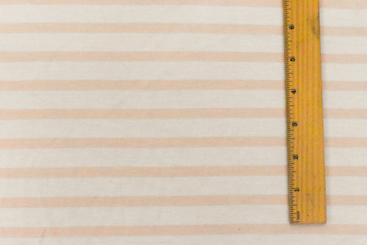 1 Yard Bright Peach Orange Ivory Stripe Spandex Rayon Modal Jersey Knit Fabric For Dresses And Blouses 59 Inches Width