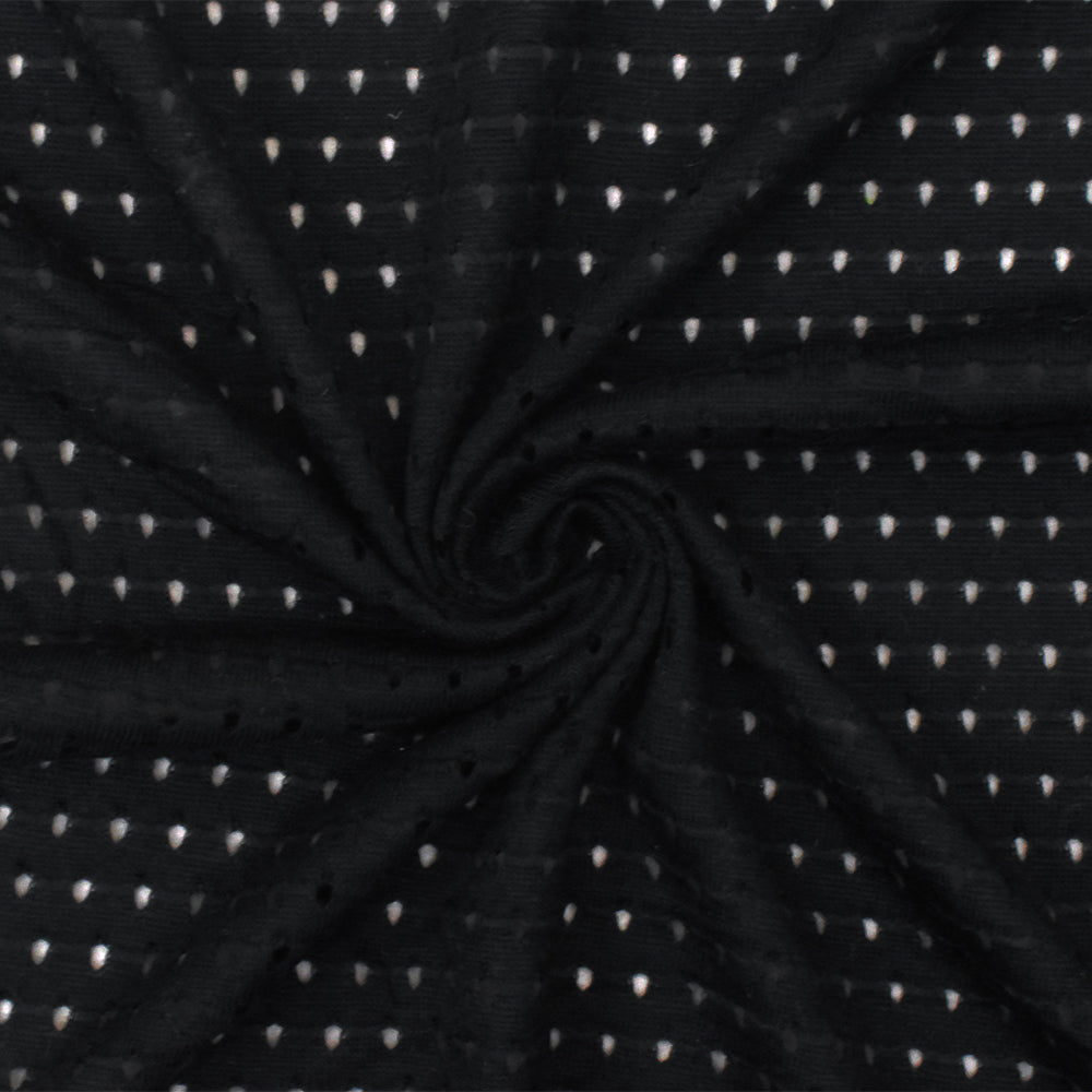 1 Yard Black Spandex Rayon Athletic Mesh Knit Fabric For Activewear And Dresses 49 Inches Width