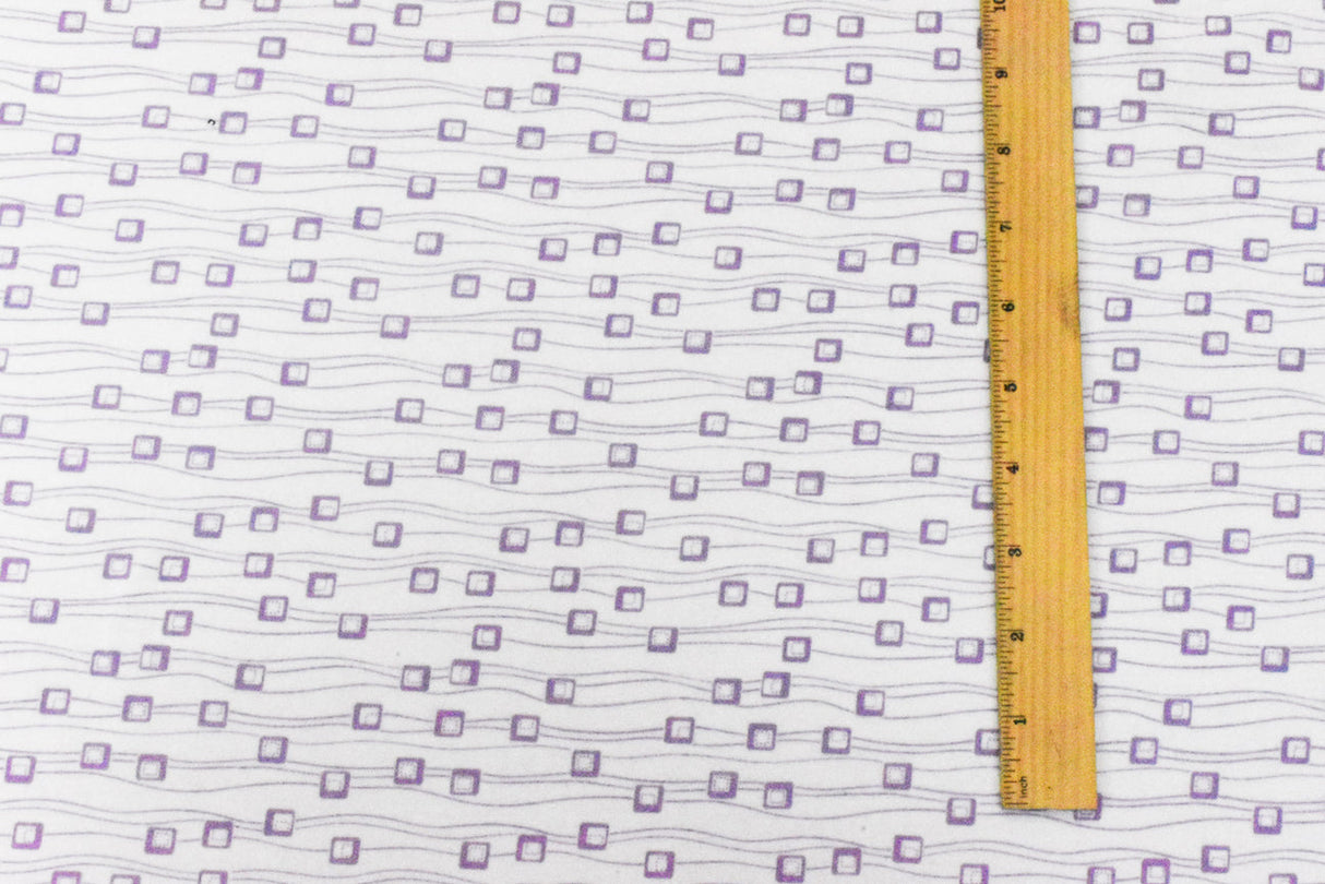 1 Yard White Purple Abstract Print Stretch Cotton Jersey Knit Fabric 56 Inches Width