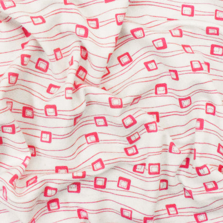1 Yard White Pink Abstract Print Stretch Cotton Jersey Knit Fabric 59 Inches Width