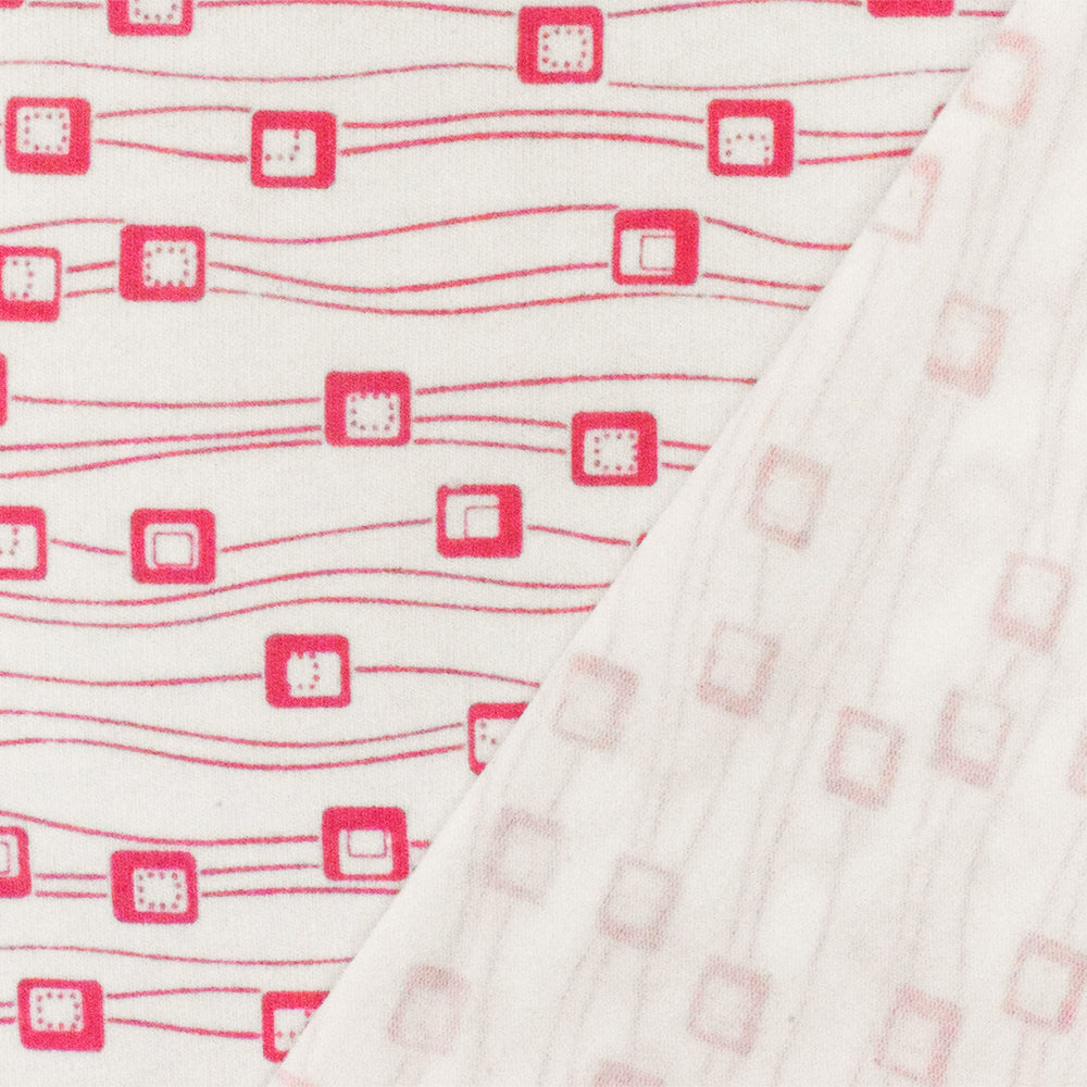 1 Yard White Pink Abstract Print Stretch Cotton Jersey Knit Fabric 59 Inches Width