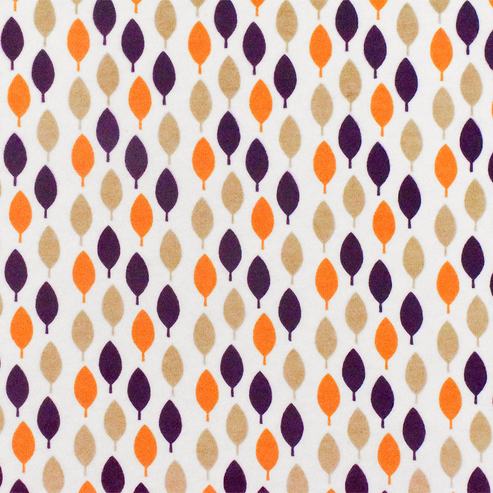 1 Yard White Purple Multi Leaf Cotton Spandex Jersey Knit Fabric Stretch Soft 59 Inches Width